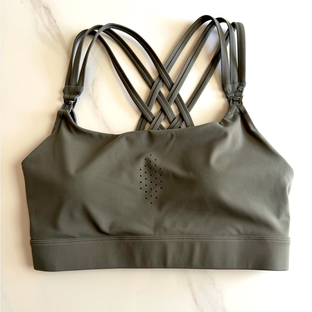 Sweat & Milk Chloé 3 Running Nursing Sports Bra (Dark Olive) Small
